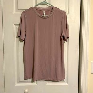 Lilac colored fabletics athletic open back shirt, size S
